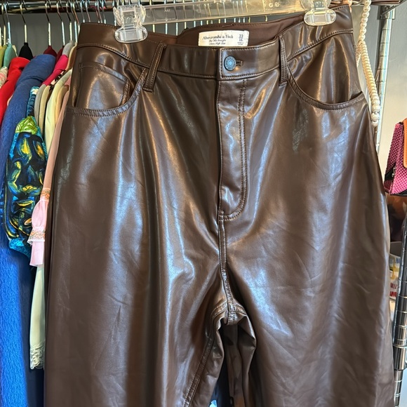 ABERCROMBIE & FITCH CURVE LOVE 90’s STRAIGHT HIGH RISE BROWN PANT 16L - Picture 5 of 6
